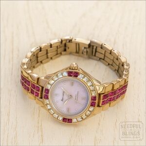 Permitron Purple Crystal Stainless Steel Y2K Quartz Watch 🦩